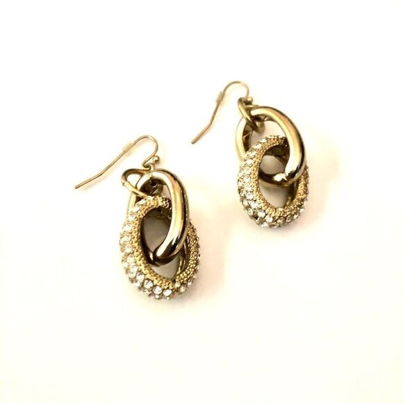 Bracelet and Earrings set Two tone w/Rhinestone - Picture 2 of 3